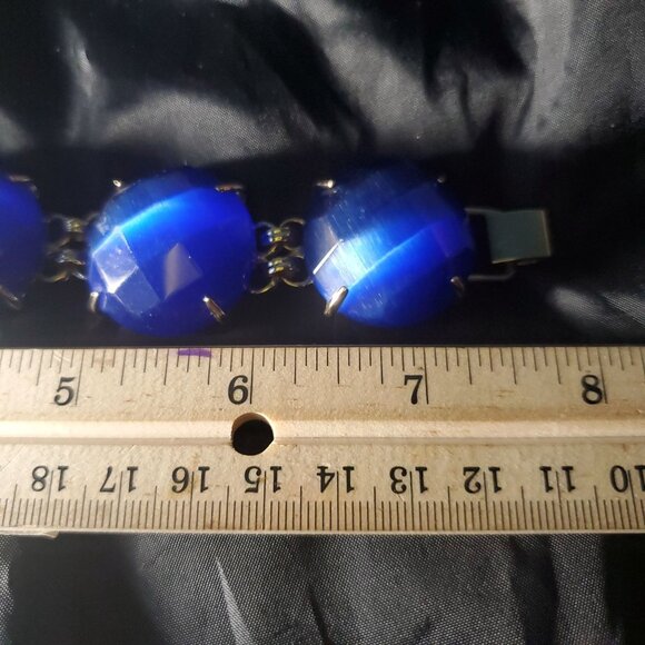 Signed Kendra Scott Bracelet Retired Cassie Cobalt Blue Large Cat's Eye Elegance - Picture 10 of 10
